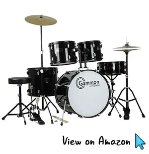 Gammon Percussion Full Size Complete Adult 5 Piece Drum Set