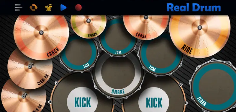 screenshot of Real Drum drum kit app
